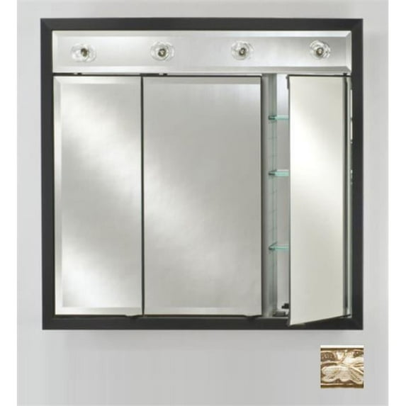 Afina Corporation TD-LC4434RPARSV 44 in.x 34 in.Recessed Triple Door Cabinet with Contemporary Lights - Parisian Silver