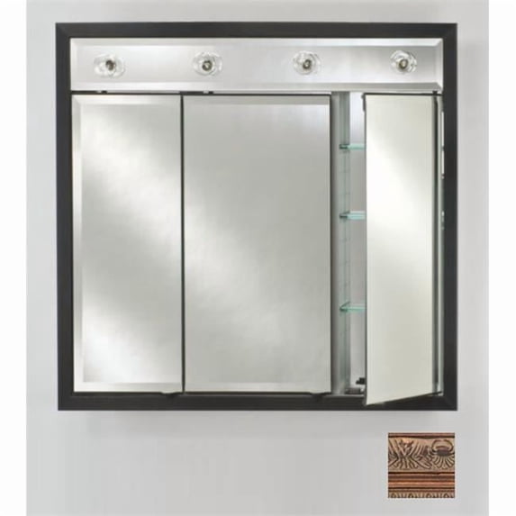Afina Corporation TD-LC4434RSIEBZ 44 in.x 34 in.Recessed Triple Door Cabinet with Contemporary Lights - Siena Antique Oiled Bronze