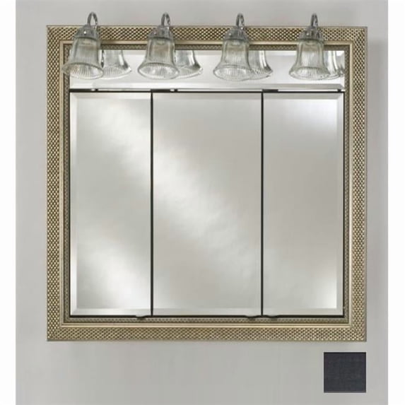 Afina Corporation TD-LT3434RCOLBK 34 in.x 34 in.Recessed Triple Door Cabinet with Traditional Lights - Colorgrain Black