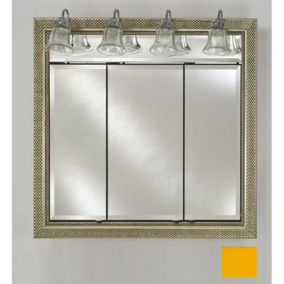 Afina Corporation TD-LT3434RCOLYL 34 in.x 34 in.Recessed Triple Door Cabinet with Traditional Lights - Colorgrain Yellow