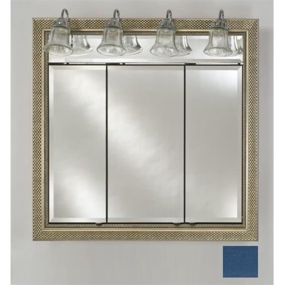 Afina Corporation TD-LT4434RCOLBL 44 in.x 34 in.Recessed Triple Door Cabinet with Traditional Lights - Colorgrain Blue