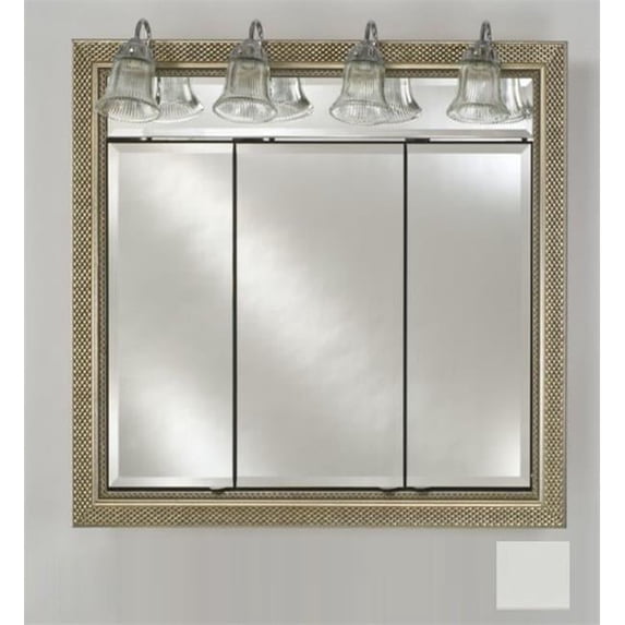 Afina Corporation TD-LT4434RCOLWT 44 in.x 34 in.Recessed Triple Door Cabinet with Traditional Lights - Colorgrain White