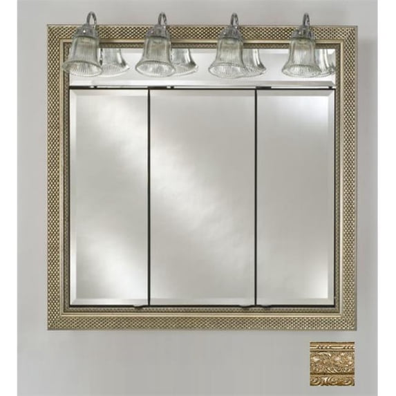 Afina Corporation TD-LT4434RREGSV 44 in.x 34 in.Recessed Triple Door Cabinet with Traditional Lights - Regal Silver