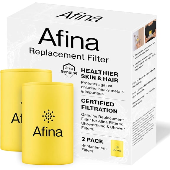 Afina Replacement Filter 2 Pack for Afina Filtered Showerhead & Shower Filter - Reduces Dry Itchy Skin, Dandruff, Eczema, and Dramatically Improves The Condition of Your Skin and Hair