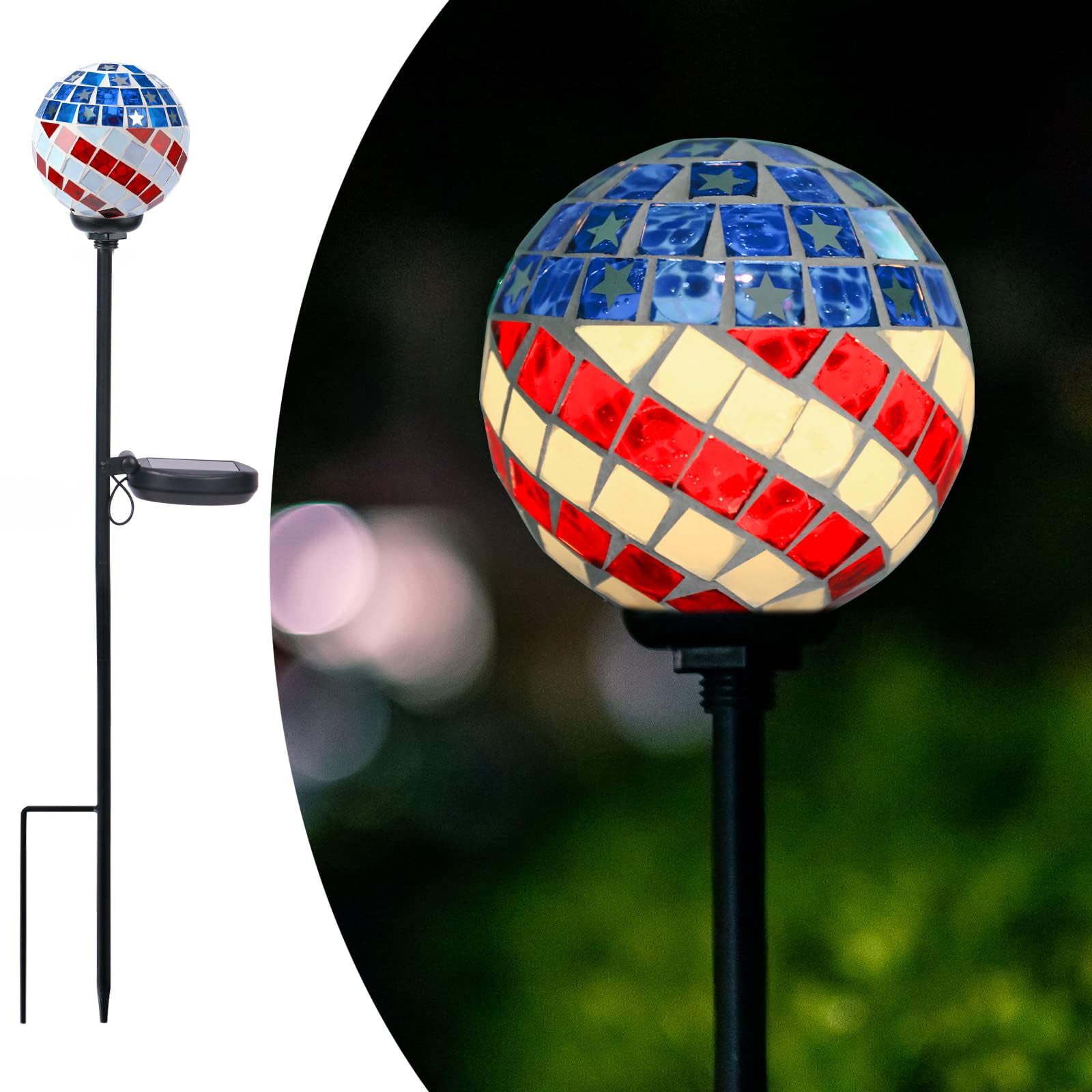 Afirst Solar Lights Outdoor AIF4 Decorative Solar Gazing Ball Mosaic