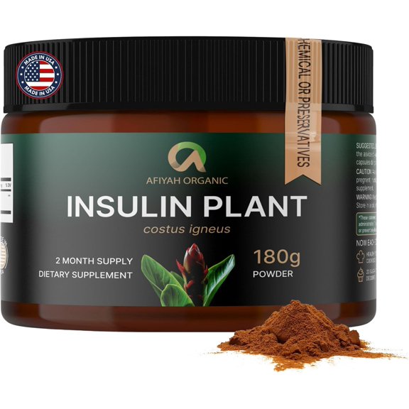 Afiyah Organic - Quality Costus Igneus (Insulin Plant) Powder, 180g