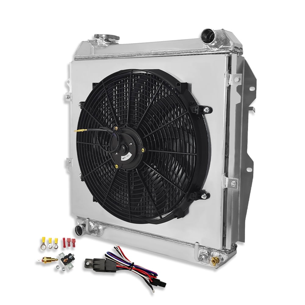 Aflle Racing 3 Row Aluminum Radiator With 16 Fan Shroud Thermostat