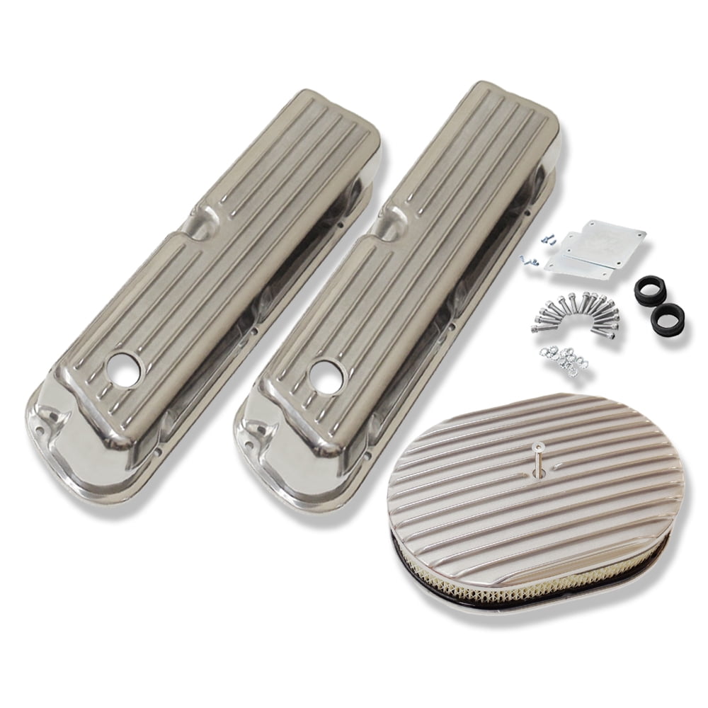 Gearhead Fabricated Tall Valve Covers For SBF Ford 289 302 351W | Polished Aluminum