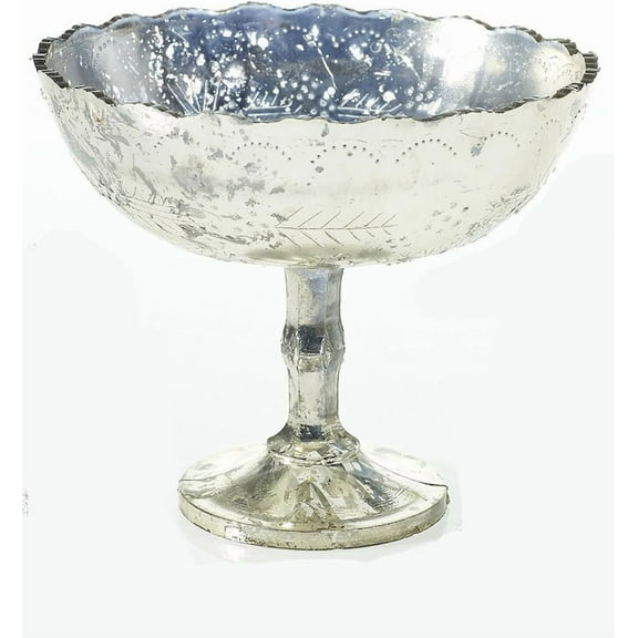 Afloral Silver Mercury Glass Desiray Pedestal Bowl - 8"
