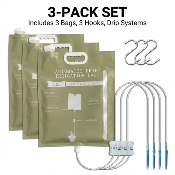 [Aflybltol]6.5L Vacation Plant Self Watering Devices Drip Irrigation Bags Waterer with 4 Outlets and Precision Valves Slow Release, 3 Count
