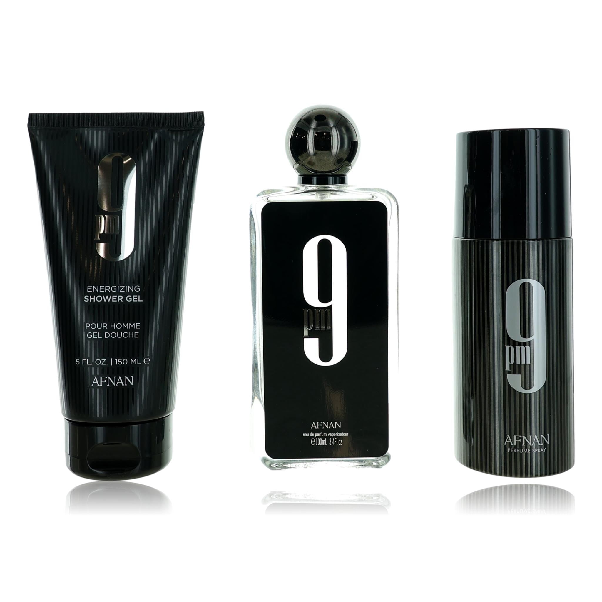 Afnan 9 PM Men's Fragrance Gift Set: Perfume, Shower Gel, and