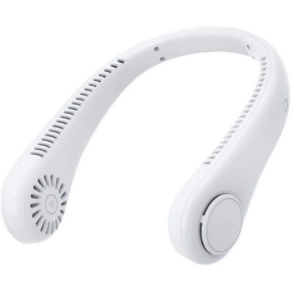 Afoxsos 7.88 in. 3 Fan Speeds Personal Fan Bladeless Portable Hand Free 360° Cooling Airflow, Wearable Quite Neck Fan in White