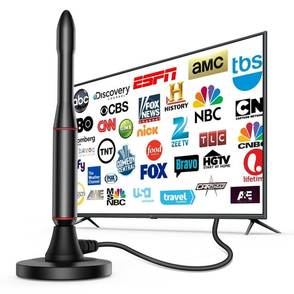 Afoxsos Indoor TV Antenna, 650+ Miles Range Digital Antenna for Smart TVs, Supports 4K & 1080p, Perfect for Local Channels