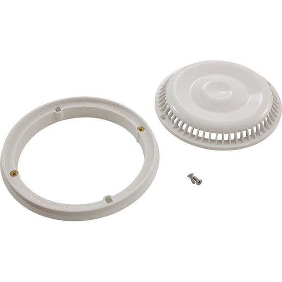 Afras 10064W Anti Vortex 7-3/4"dia White Main Drain Grate with Ring and Screws