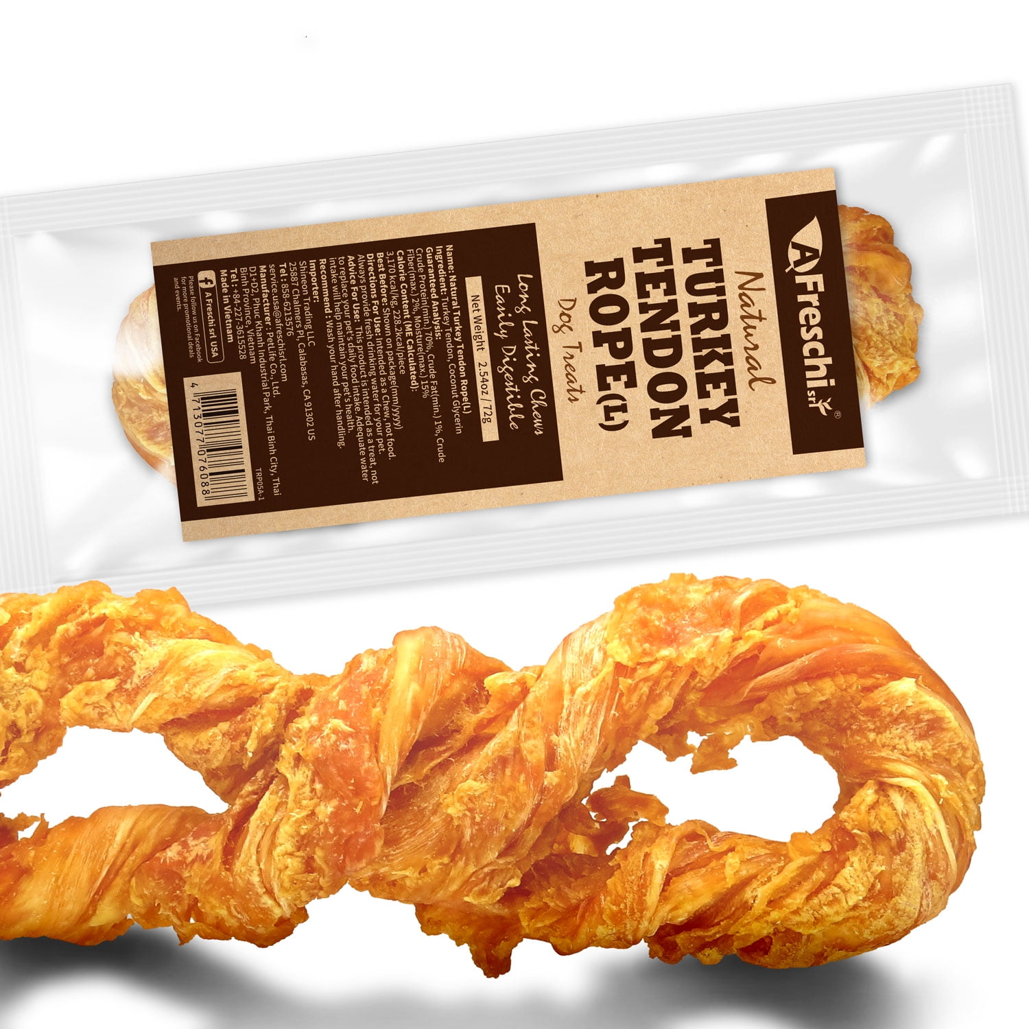 Afreschi Turkey Tendon for Dogs, Dog Treats for Signature Series, All