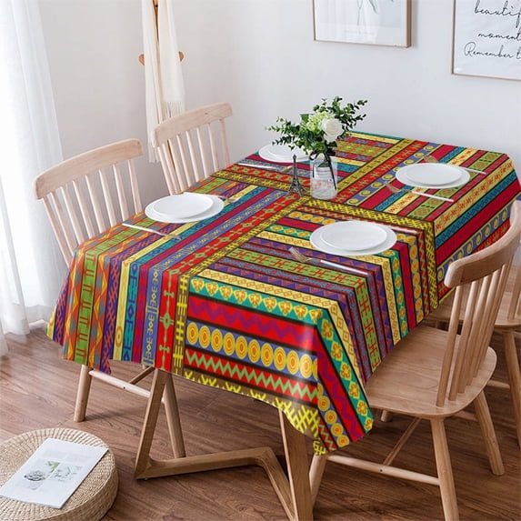 Afrian Ethnic Colorful Table Cloth Waterproof Dining Tablecloth for Table Kitchen Decorative Coffee Cuisine Party Table Cover