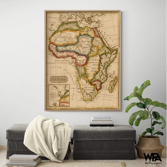 Africa 1817 by Vintage Maps, Antique Map Of African Countries, African House Decor, Vintage African History Poster,Geography Classroom Decor