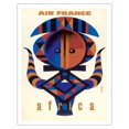 thumbnail image 1 of Africa - Air France - African Tribal Motif - Vintage Airline Travel Poster by Jaques Nathan-Garamond c.1960 - Fine Art Matte Paper Print (Unframed) 11x14in, 1 of 4