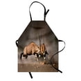 thumbnail image 1 of Africa Apron Fight Between Two Gemsbok on Plains of Etosha Namibia Savage Safari Theme Design, Unisex Kitchen Bib Apron with Adjustable Neck for Cooking Baking Gardening, Brown Tan, by Ambesonne, 1 of 3