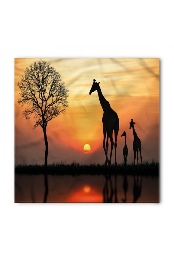 Africa Bandana, Giraffe in Wild Forest, Unisex Head and Neck Tie, by Ambesonne