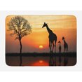 thumbnail image 1 of Africa Bath Mat, Giraffes on Bushes by the Lake Surface Horizon in the Middle of Nowhere Image, Non-Slip Plush Mat Bathroom Kitchen Laundry Room Decor, 29.5 X 17.5 Inches, Orange Black, Ambesonne, 1 of 2