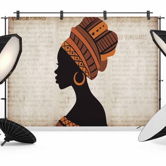 Africa Black Women Backdrop for Photoshoot,Photography Photo Studio Background Wall Backdrop,African Native Ethnic Vintage Back Drop Banner Panel for Portraits Wedding Party Live Streaming 12x8Ft