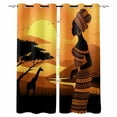 thumbnail image 1 of Africa Black Women Blackout Curtains for Bedroom Living Room Darkening Curtains 90 Inch African Native Ethnic Sunset Black Out Window Curtain Privacy Window Treatment Grommet Drapes 52"x90"x2, 1 of 9