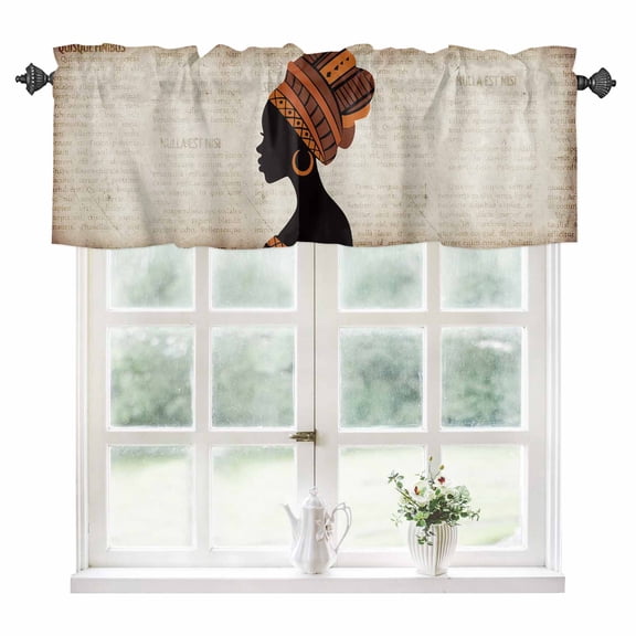 Africa Black Women Kitchen Valances for Windows 60x18 Inch Kitchen Curtains Valances Rod Pocket African Native Ethnic Vintage Bathroom Window Valances for Window Treatment Decor