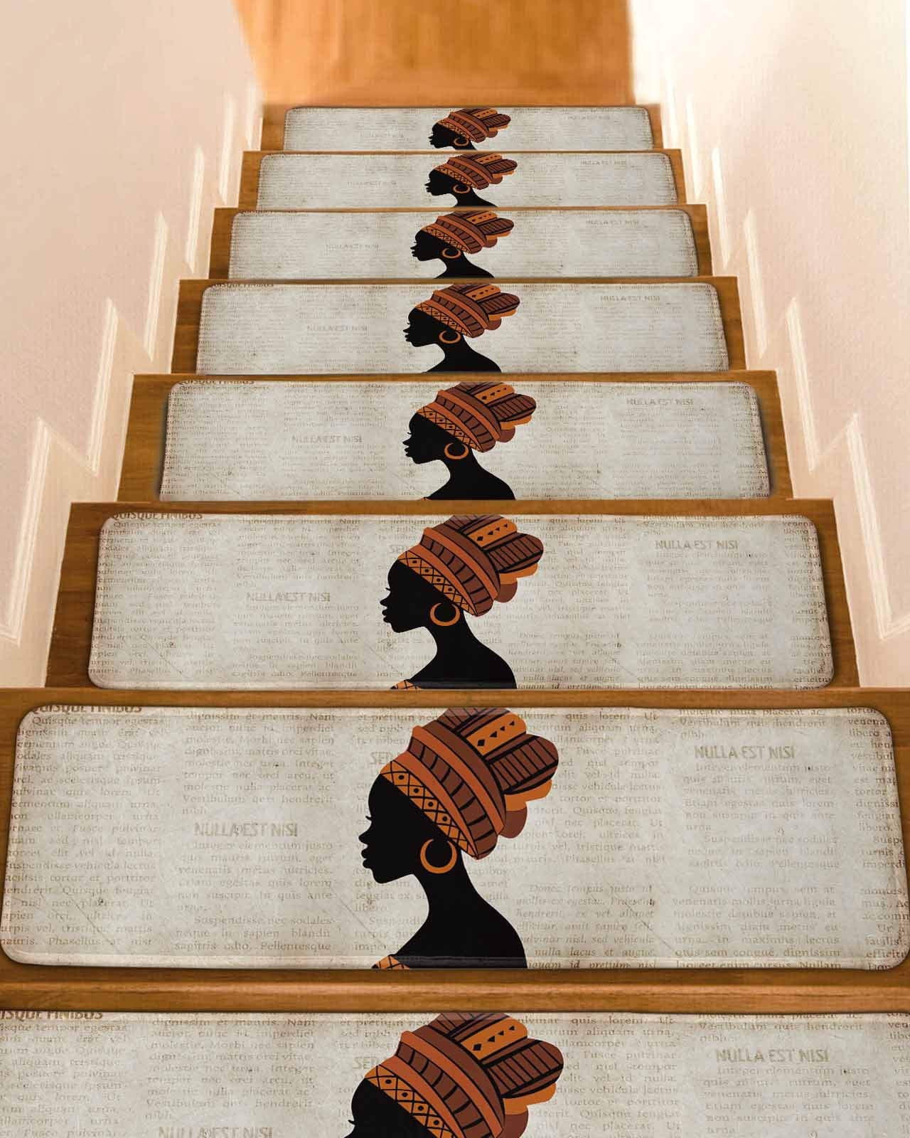 Africa Black Women Stair Treads for Wooden Steps Indoor Runner Rug ...