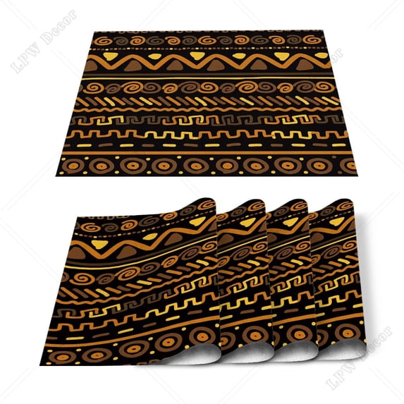 Africa Colorful Geometric Art Printed Kitchen Placemat Dining Table Mat Coaster Cotton Linen Pads Cup Mats Home Decor
