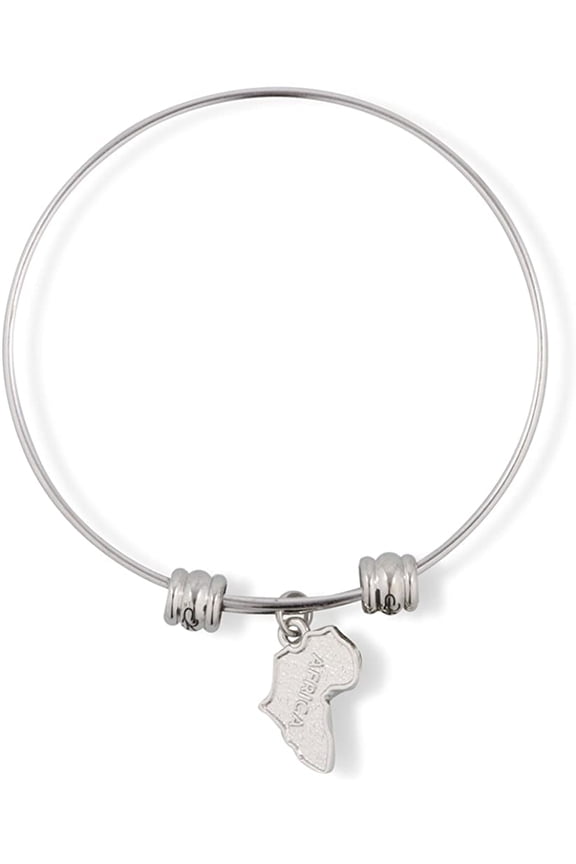 Africa Continent Map Fancy Charm Bangle 100% Stainless Steel by Dave The Bunny
