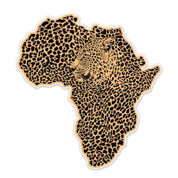 Africa Continent Shape Leopard - 3" Vinyl Sticker - For Car Laptop Water Bottle Phone - Waterproof Decal