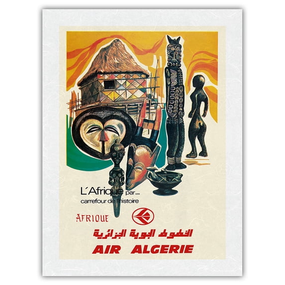 Africa - Crossroads of History (L’Afrique par…Carrefour de l’Histoire) - Air Algérie Airline - Vintage Airline Travel Poster c.1950s - Japanese Unryu Rice Paper Art Print 24 x 32 in