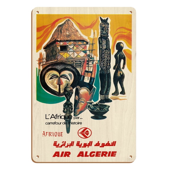 Africa - Crossroads of History (L’Afrique par…Carrefour de l’Histoire) - Air Algérie Airline - Vintage Airline Travel Poster c.1950s - 8 x 12 inch Vintage Wood Art Sign