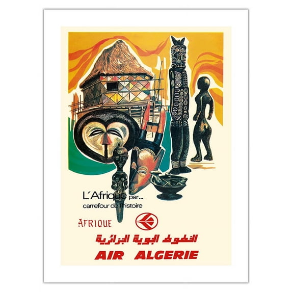 Africa - Crossroads of History (L’Afrique par…Carrefour de l’Histoire) - Air Algérie Airline - Vintage Airline Travel Poster c.1950s - Fine Art Matte Paper Print (Unframed) 18x24in