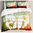 thumbnail image 1 of Africa Duvet Cover Set King Size, Fractal Deer Family Geometric Cut Shapes Hunt Adventure Themed Desert Eco Graphic, Decorative 3 Piece Bedding Set with 2 Pillow Shams, Multicolor, by Ambesonne, 1 of 3