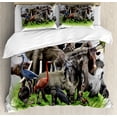 thumbnail image 1 of Africa Duvet Cover Set Queen Size, Digital Collage of Wild Animals with African Safari Animals Zoo Theme Print Artwork, Decorative 3 Piece Bedding Set with 2 Pillow Shams, Multicolor, by Ambesonne, 1 of 3