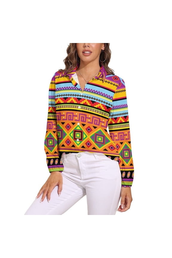 Africa Ethnic Colorful Pattern Long Sleeve Blouse Woman Streetwear Casual Shirts Summer Oversize Woman Streetwear Clothing Birthday Present