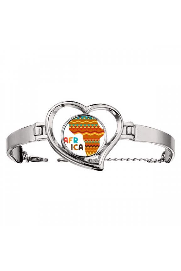 Africa Fancy Map Characters stripes Bracelet Heart Jewelry Wire Bangle