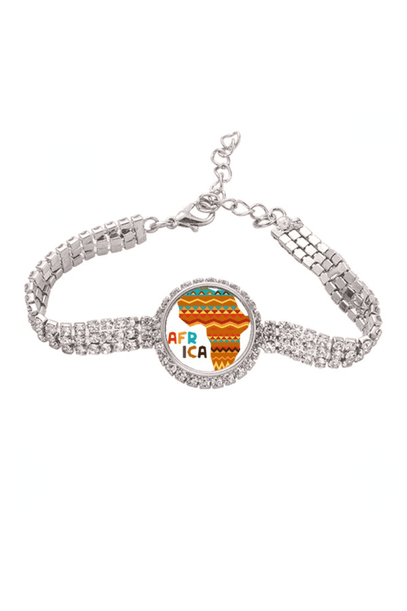 Africa Fancy Map Characters stripes Tennis Chain Anklet Bracelet Diamond Jewelry