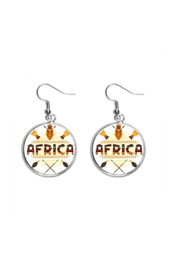 Africa Fancy Text Totem Signs Ear Dangle Silver Drop Earring Jewelry Woman