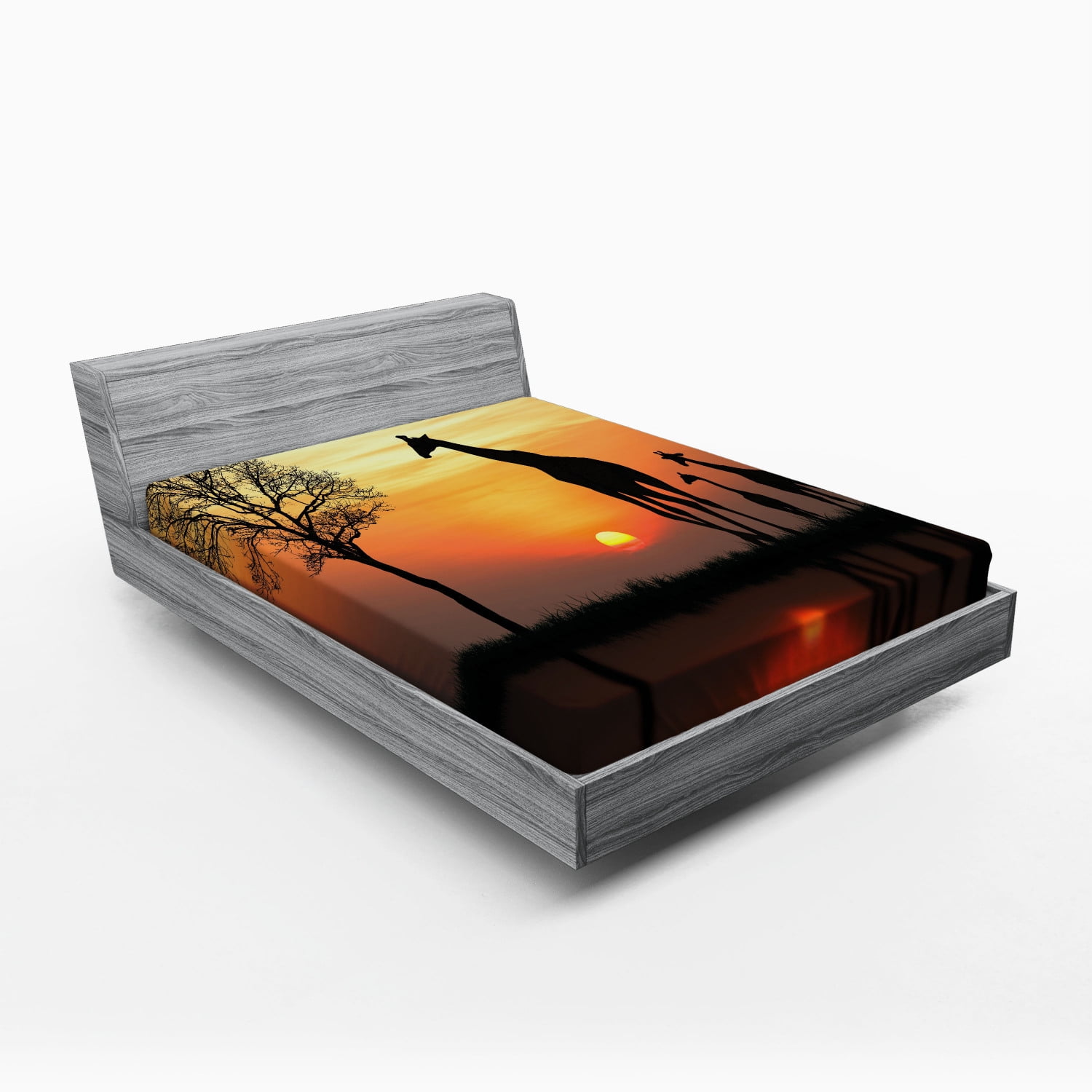 Queen Size Giraffe Print Microfiber Fitted Sheet