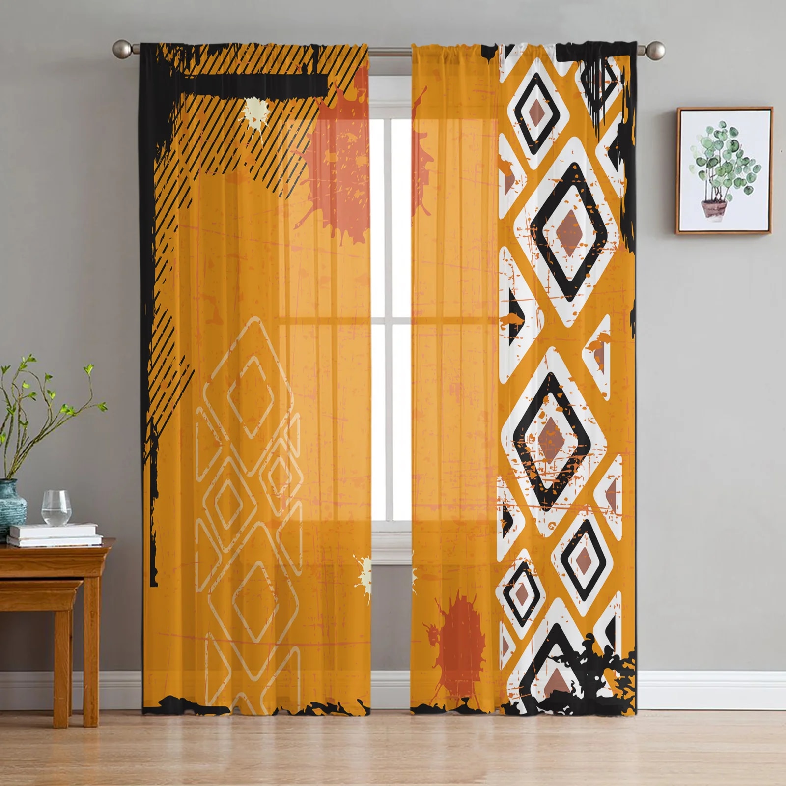 Africa Indian Elephant Window Curtains Living Room Tulle Curtains ...