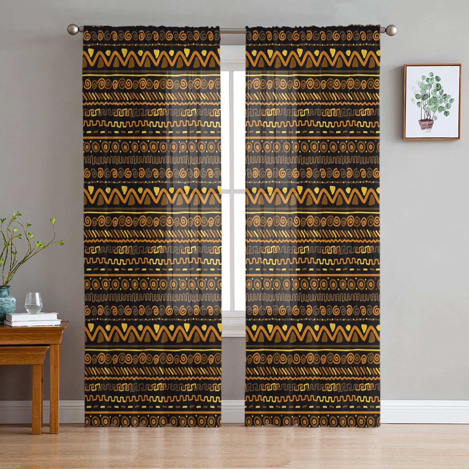Africa Indian Elephant Window Curtains Living Room Tulle Curtains