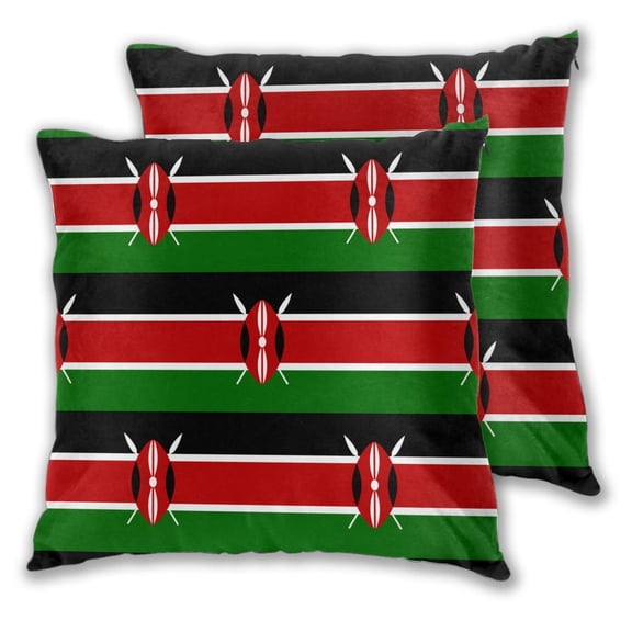 Africa Kenyans-Flag Decorative Cozy Throw Pillow Covers Soft Square Couch Cushion Case for Home Sofa Decor (Set of 2) 22"x22"