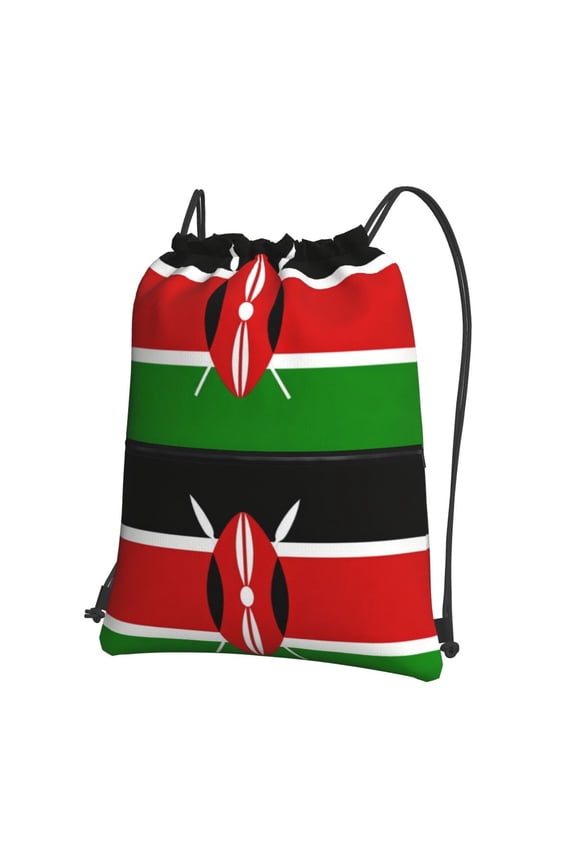 Africa Kenyans-Flag Drawstring Backpack Water Resistant String Bag Sports Sackpack Gym Sack For Men Women