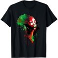 thumbnail image 1 of Africa Map African Queen Green Red Black Woman Dripping Fun T-Shirt, 1 of 5