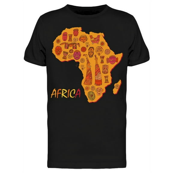Africa Map Ancient Symbols T-Shirt Men -Image by Shutterstock, Male Small