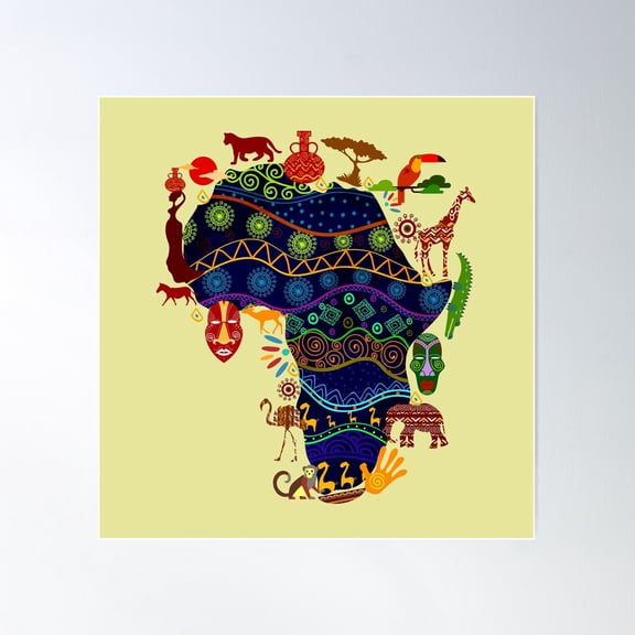 Africa Map Poster Wall Art, Modern Wall Decor For Living Room Bedroom, 16x24 UNFRAMED