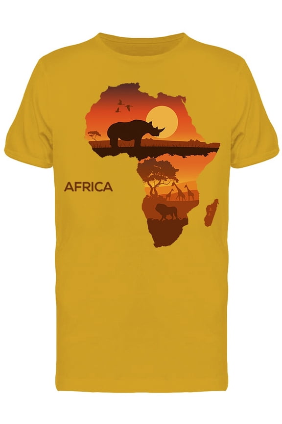 Africa Map Rhino T-Shirt Men -Image by Shutterstock, Male 3X-Large